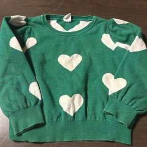 Gap Kids Green and White Heart Print Sweater